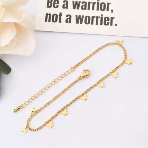 NEW Gold Plated Chain Butterfly Charm Anklet Ankle Bracelet - Picture 4 of 7